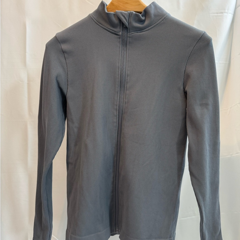 Gray Fabletics Ribbed Zip-Up Jacket - Picture 7 of 12